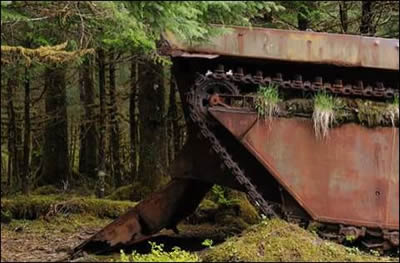 This vehicle was designed for amphibious warfare operations in the late 1930's, although it came to Yakutat in 1965 to
 transport salmon from catch to fishing tenders.
